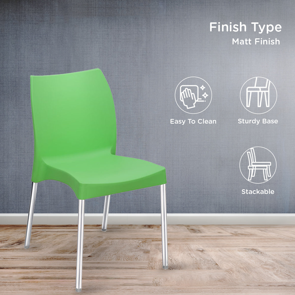 Nilkamal Novella 07 Plastic Armless Chair (Green)