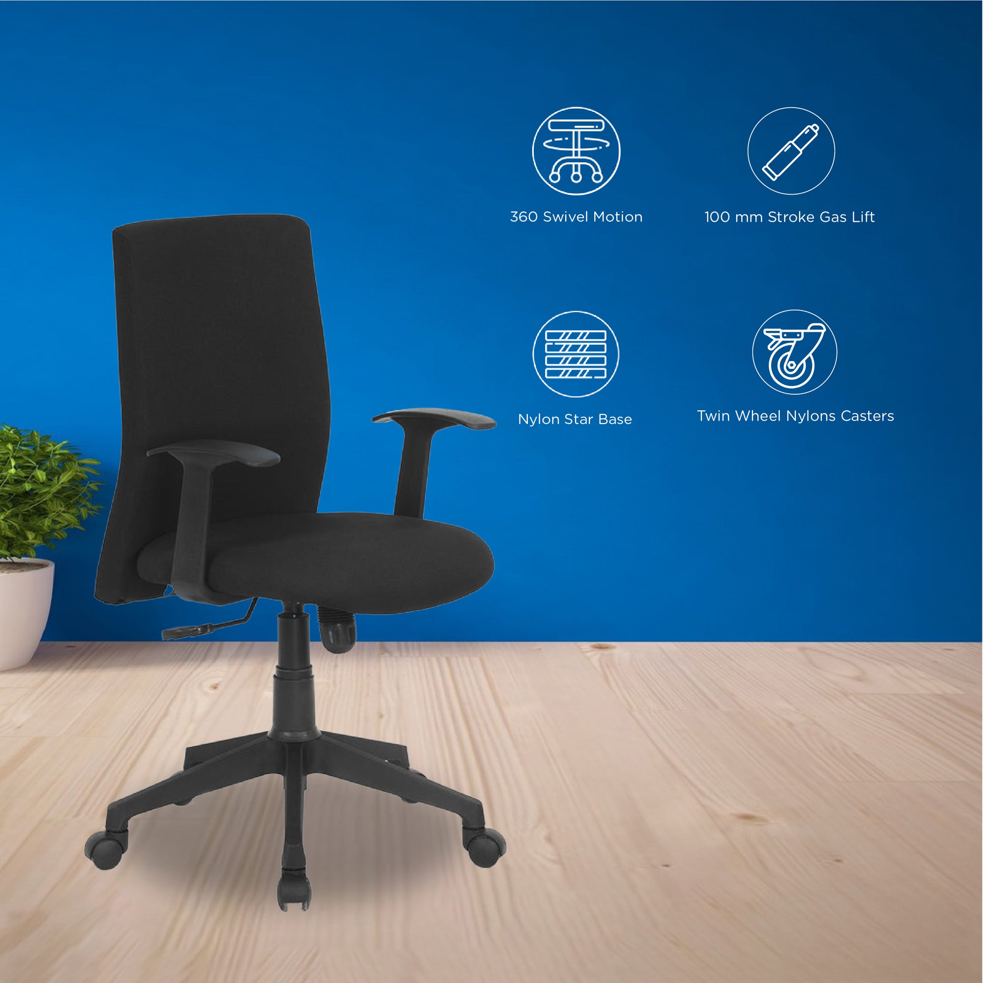 Nilkamal Optima Mid Back Chair (Black)