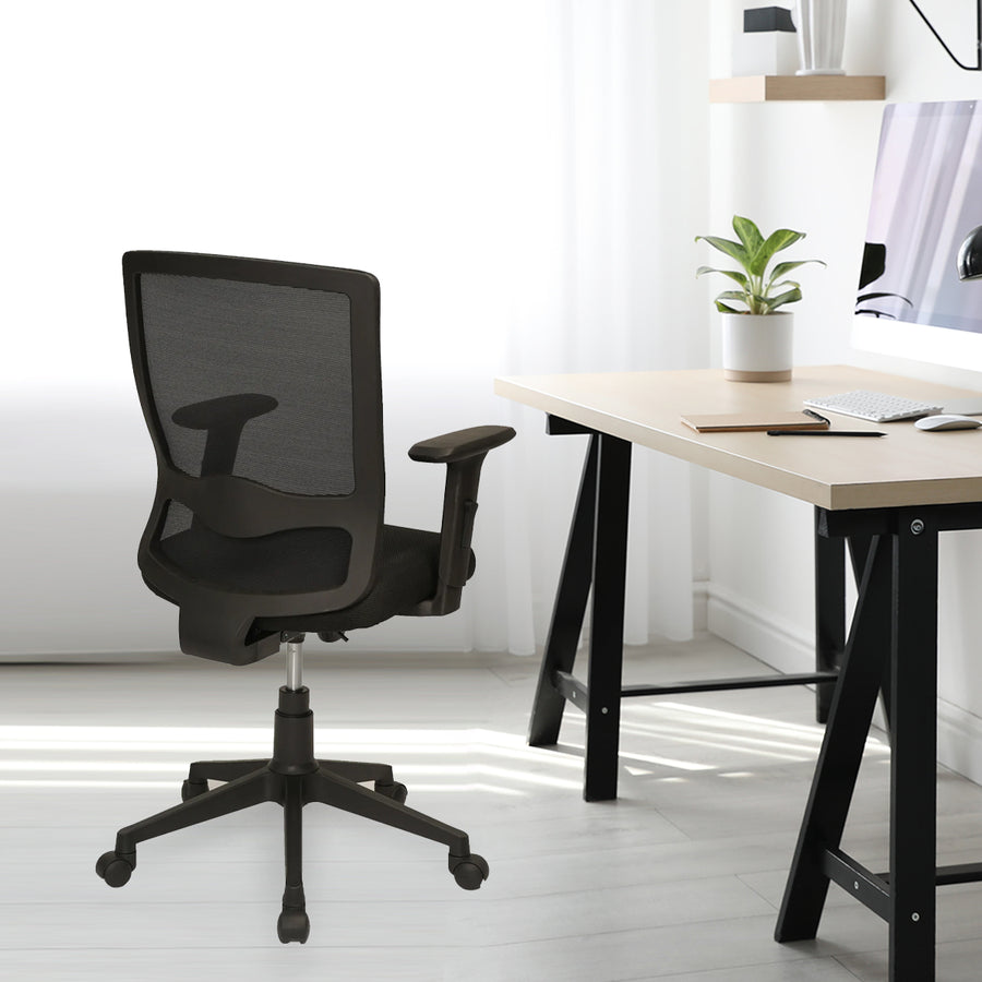 Nilkamal Rewa Mid Back Mesh With Adjustable Arm Chair (Black)