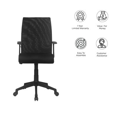 Nilkamal Thames Mid Mesh Back Chair (Black)