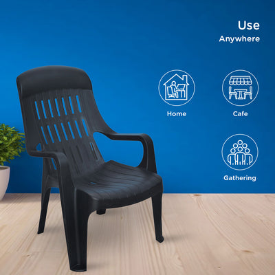 Nilkamal Weekender Plastic Arm Chair (Iron Black)