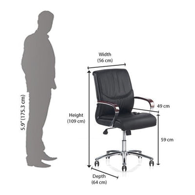 Nilkamal Boss Mid Back Chair (Black)