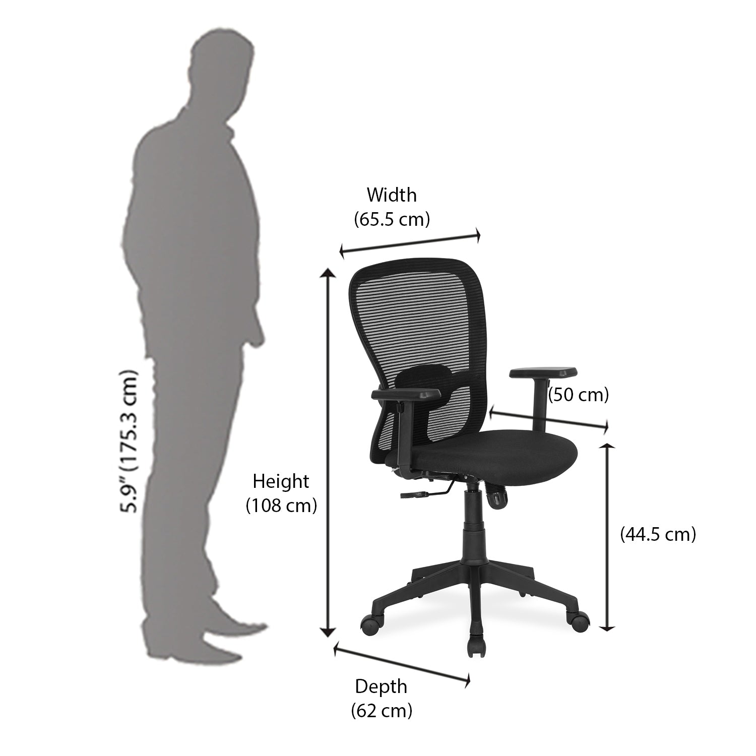 Nilkamal Alba Mid Back Office Chair (Black)