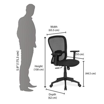 Nilkamal Alba Mid Back Office Chair (Black)