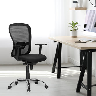 Nilkamal Alba Mid Back Mesh CTS Chrome Base Office Chair (Black)