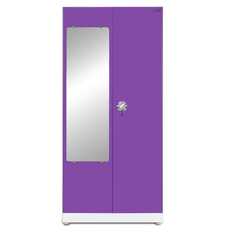 Nilkamal Olympus 2 Door with Mirror  Steel Wardrobe (Voilet / White)