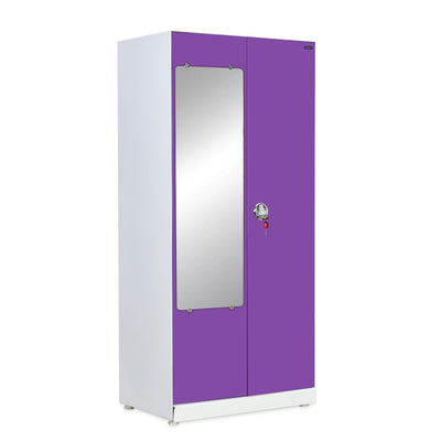 Nilkamal Olympus 2 Door with Mirror  Steel Wardrobe (Voilet / White)