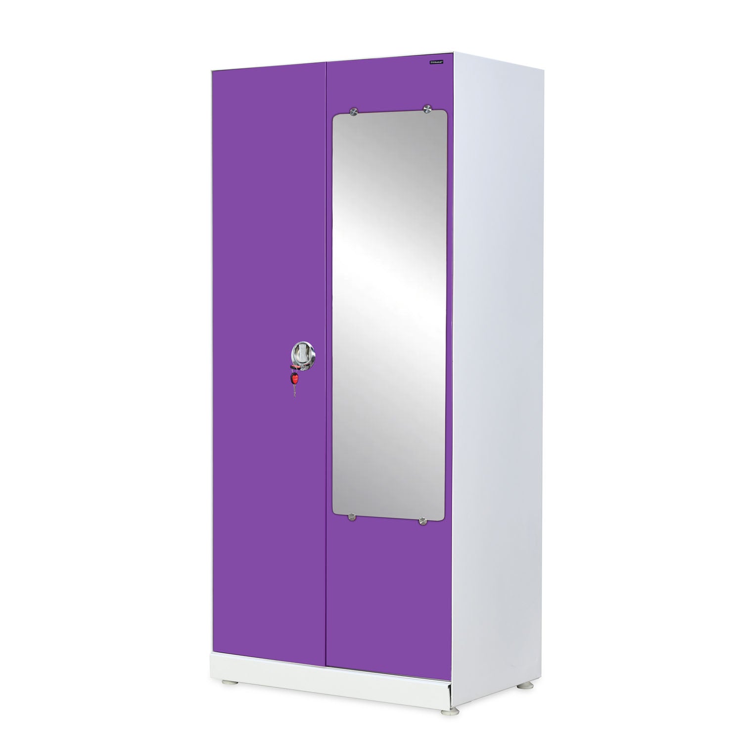 Nilkamal Olympus 2 Door with Mirror  Steel Wardrobe (Voilet / White)