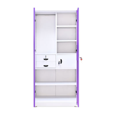 Nilkamal Olympus 2 Door with Mirror  Steel Wardrobe (Voilet / White)