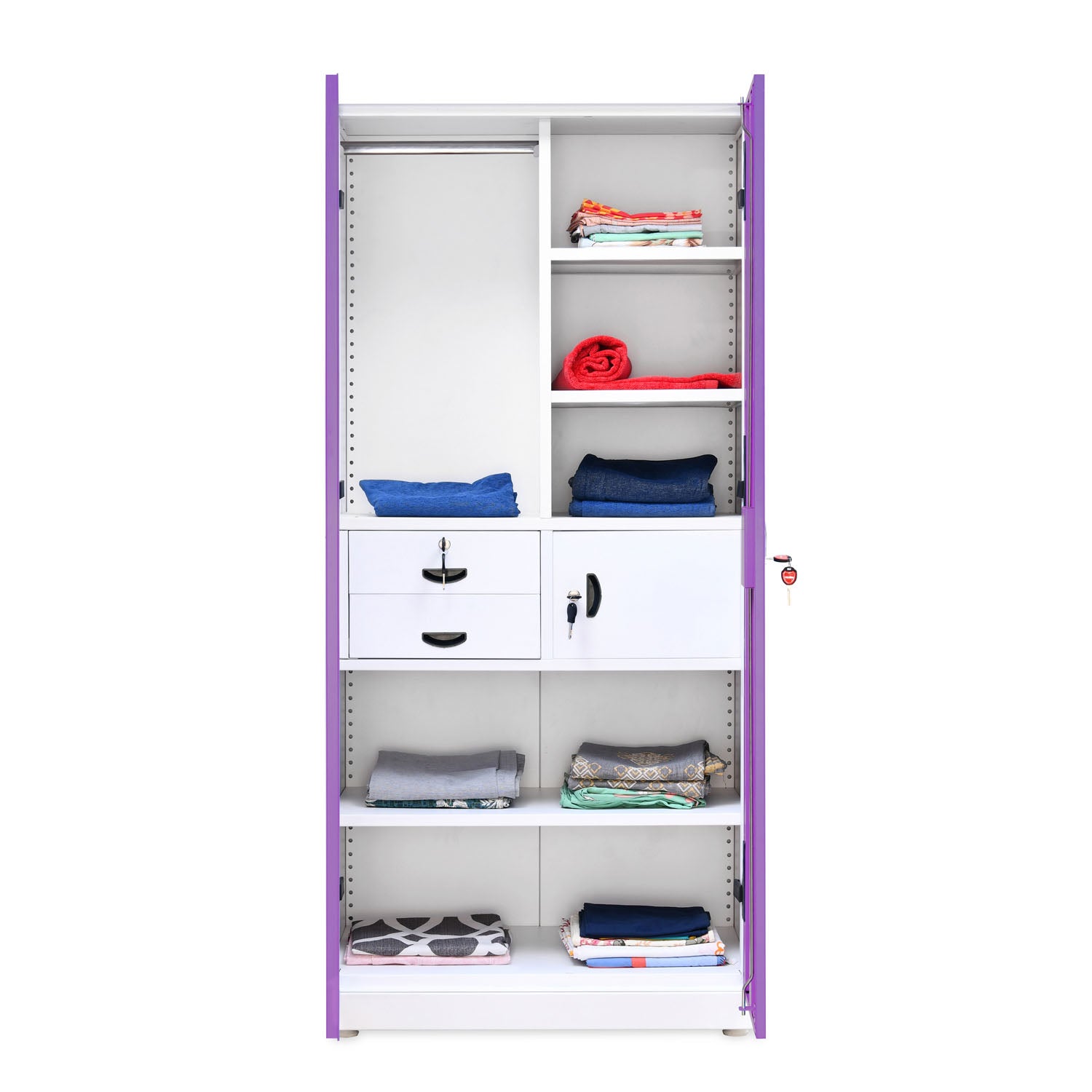 Nilkamal Olympus 2 Door with Mirror  Steel Wardrobe (Voilet / White)