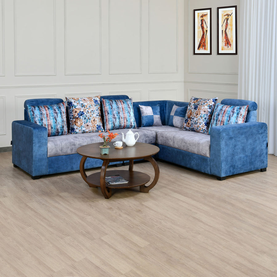 Nilkamal Petals Corner Sofa (Light Grey / Blue)