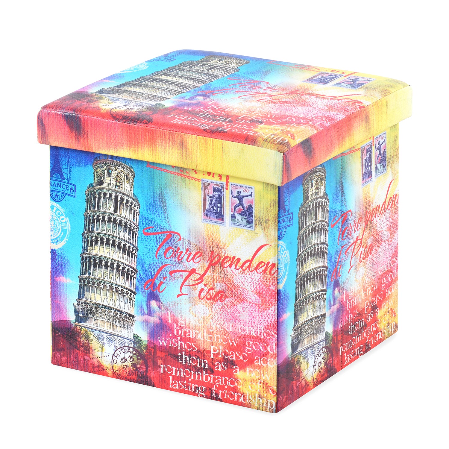 Nilkamal Pisa Folding Storage Ottoman (Blue / Pink)