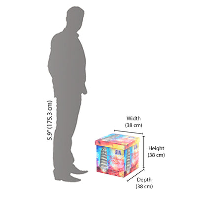 Nilkamal Pisa Folding Storage Ottoman (Blue / Pink)