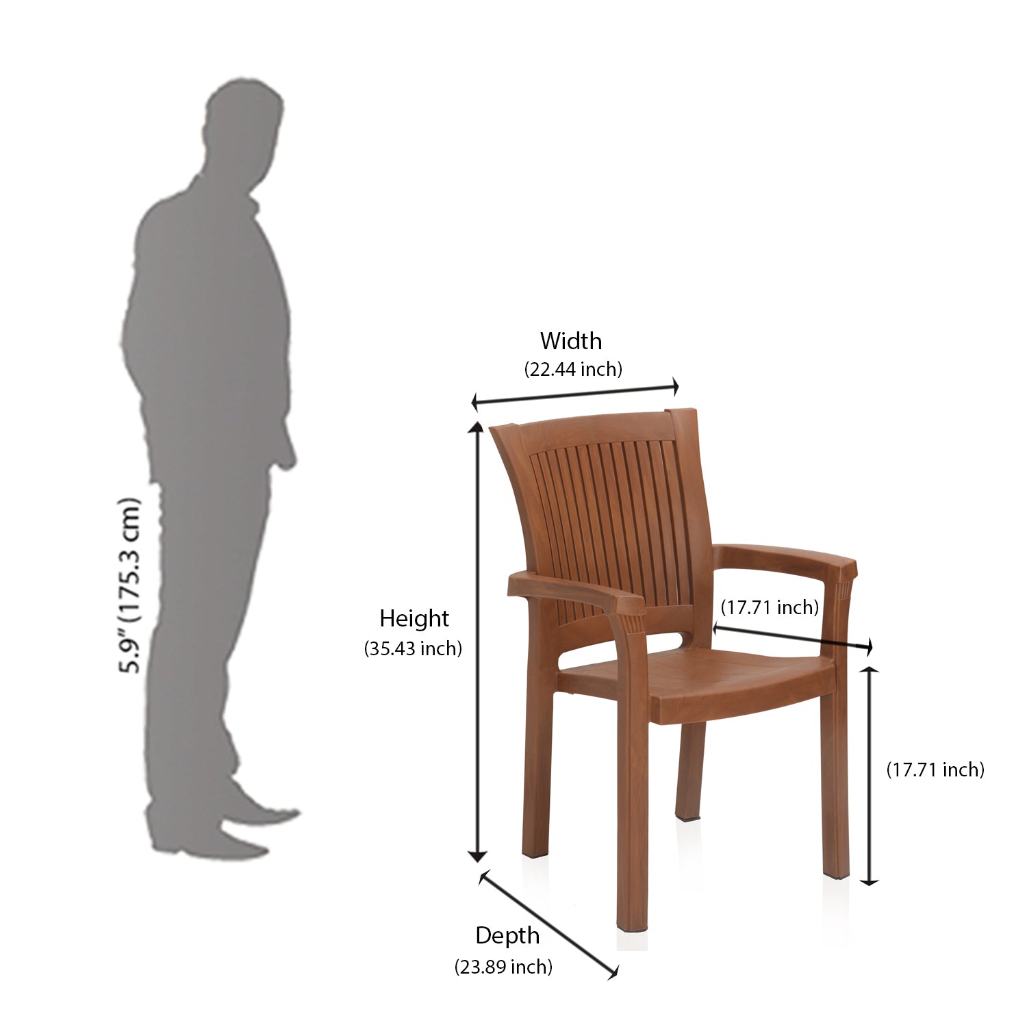 Nilkamal Platinum Plastic Arm Chair (Mango Wood)