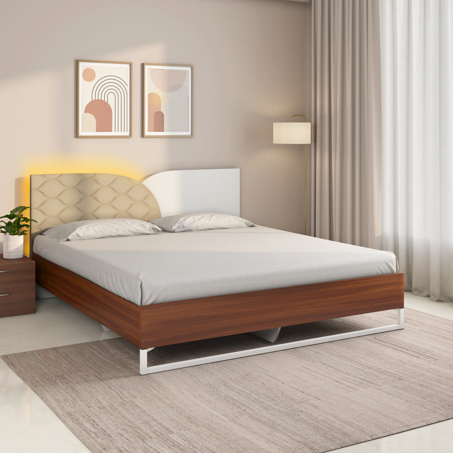 Nilkamal Plush Meta Bed without Storage  (Walnut)