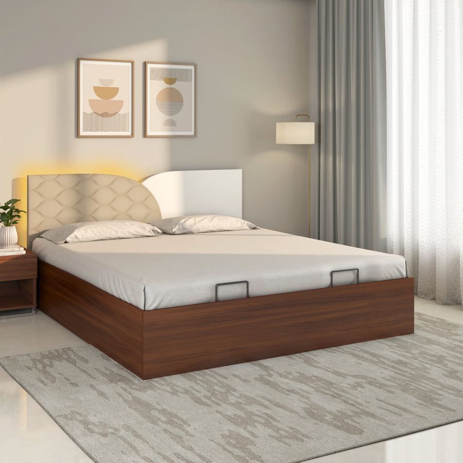 Nilkamal Plush Prime Bed With Semi Hydraulic Storage (Walnut)