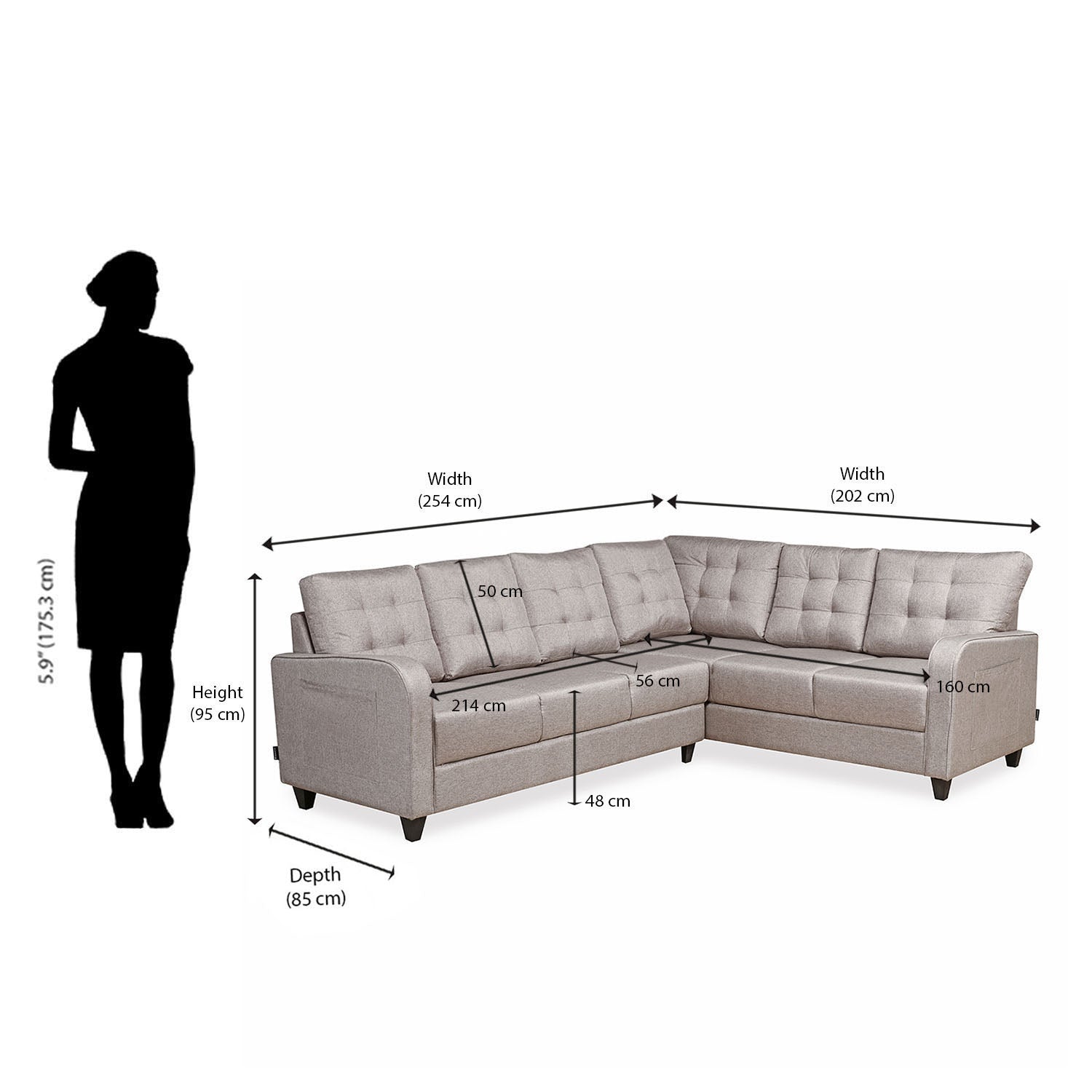 Nilkamal Protean Corner LH Sofa (Light Brown)