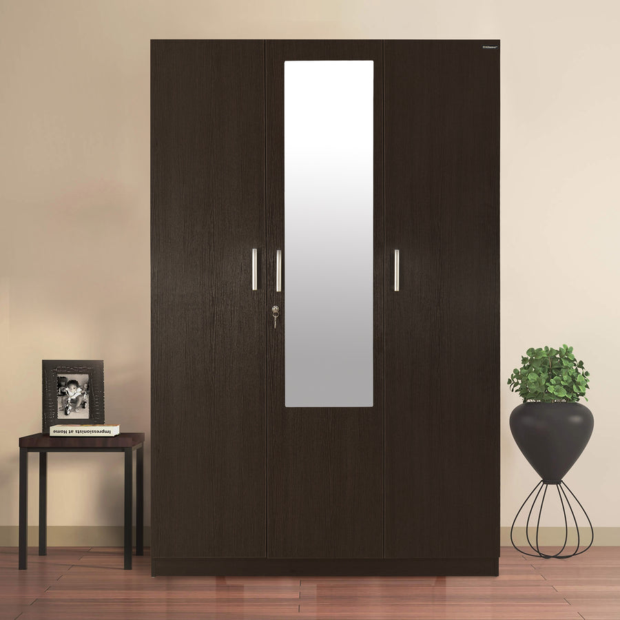 Nilkamal Reegan 3 Door Wardrobe With Mirror - Wenge