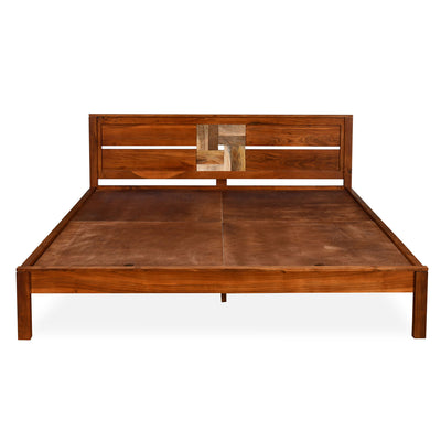 Nilkamal Relaxo Solid Wood King Bed (Honey Walnut)