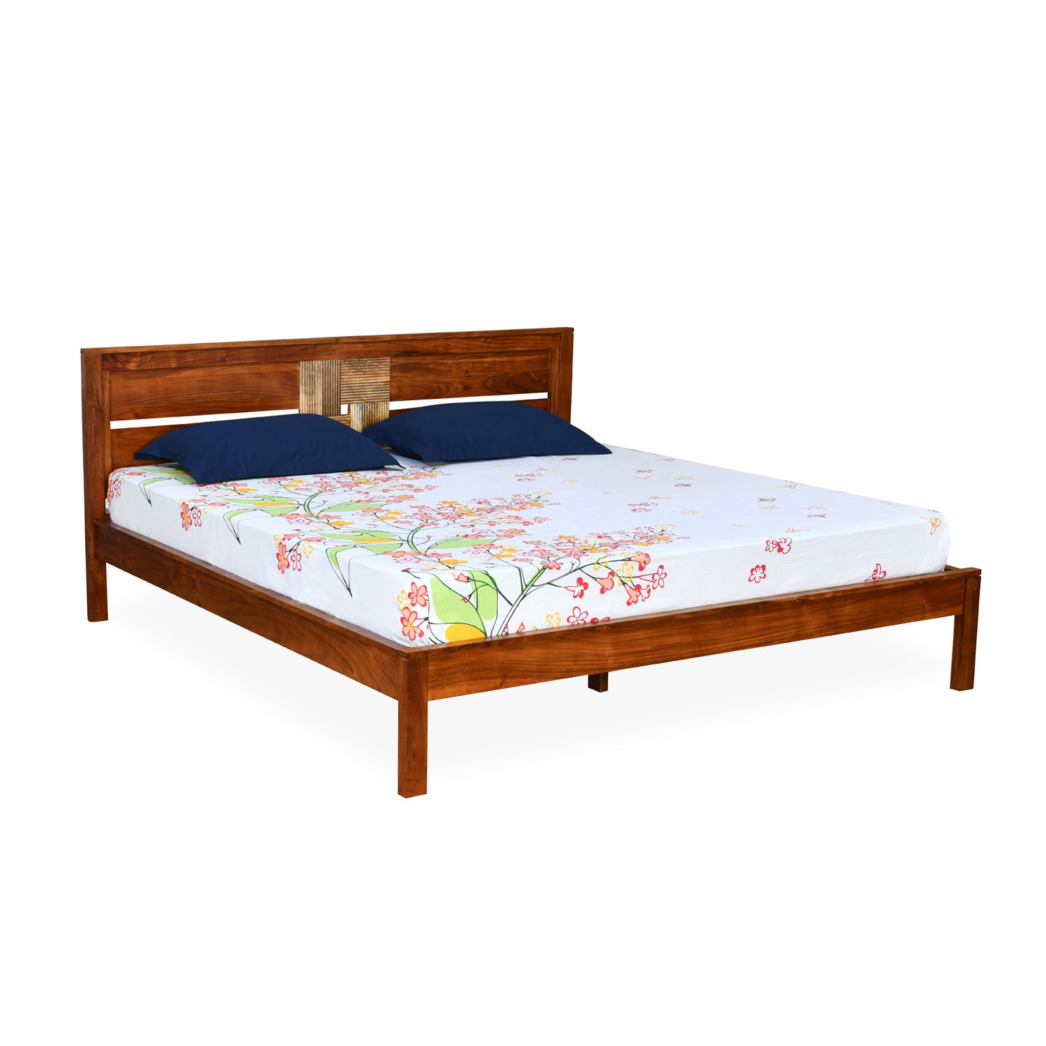 Nilkamal Relaxo Solid Wood King Bed (Honey Walnut)