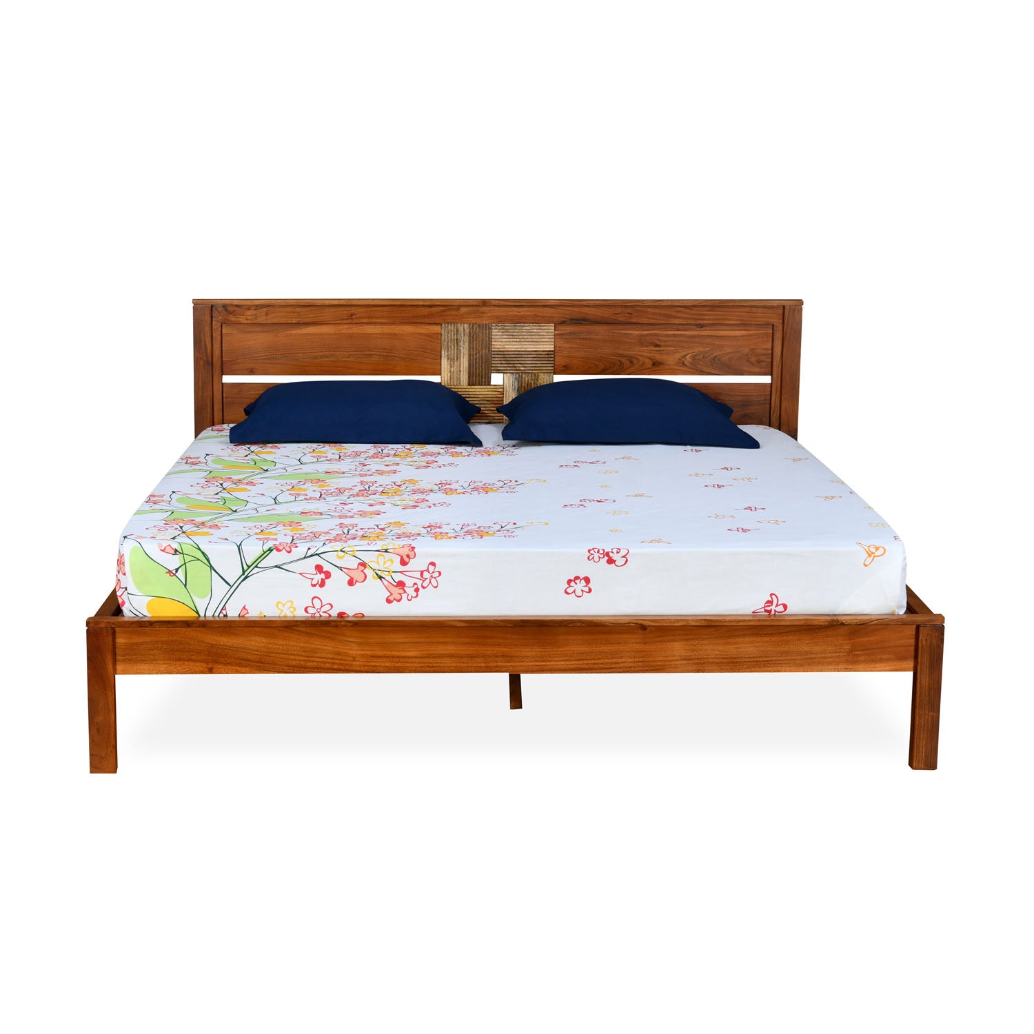 Nilkamal Relaxo Solid Wood King Bed (Honey Walnut)