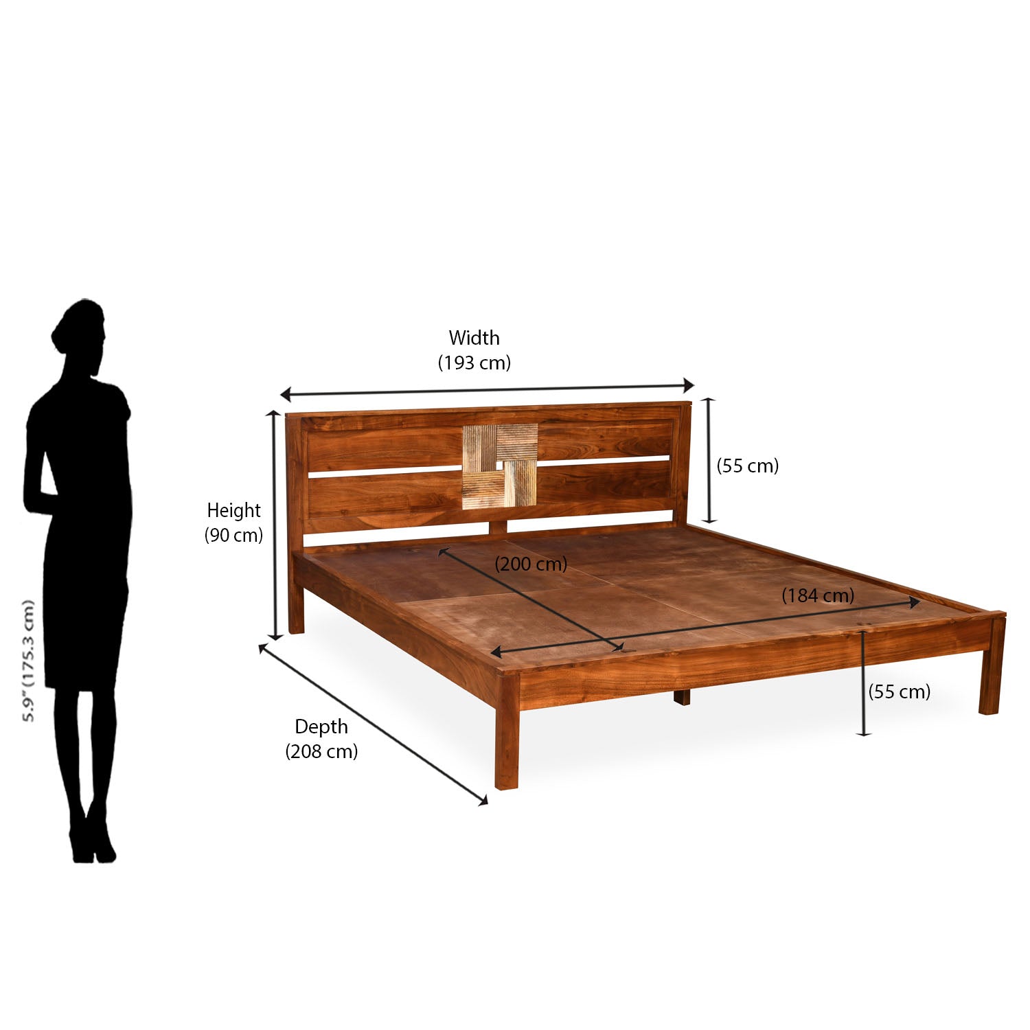 Nilkamal Relaxo Solid Wood King Bed (Honey Walnut)