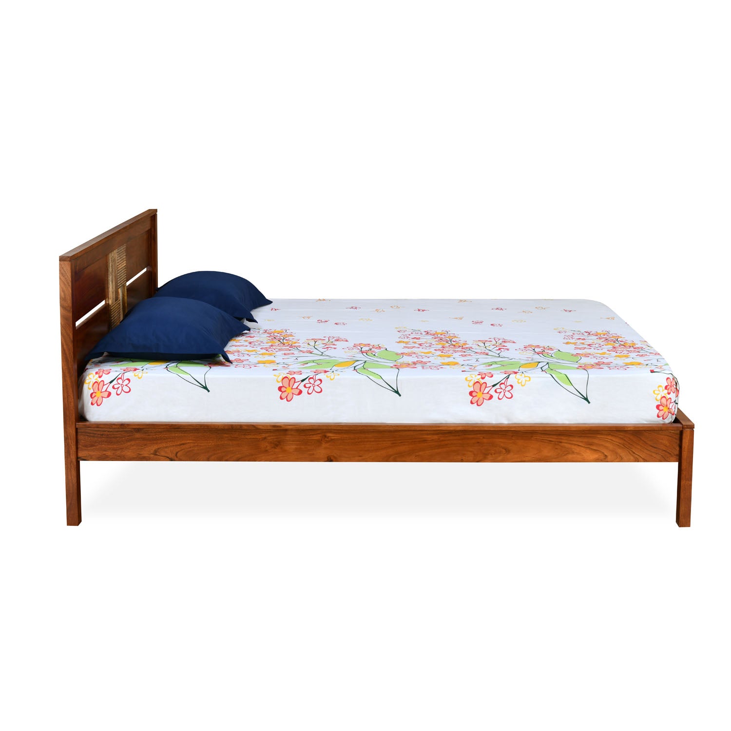 Nilkamal Relaxo Solid Wood Queen Bed (Honey Walnut)