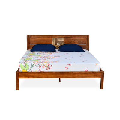 Nilkamal Relaxo Solid Wood Queen Bed (Honey Walnut)