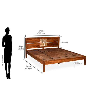 Nilkamal Relaxo Solid Wood Queen Bed (Honey Walnut)