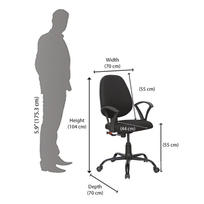 Nilkamal Remus Mid Back Fabric Chair (Black)