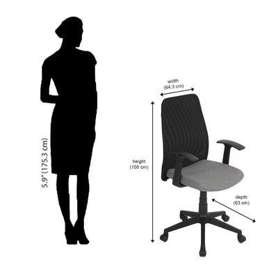 Nilkamal Rhine Mid Back Mesh Office Chair (Grey / Black)