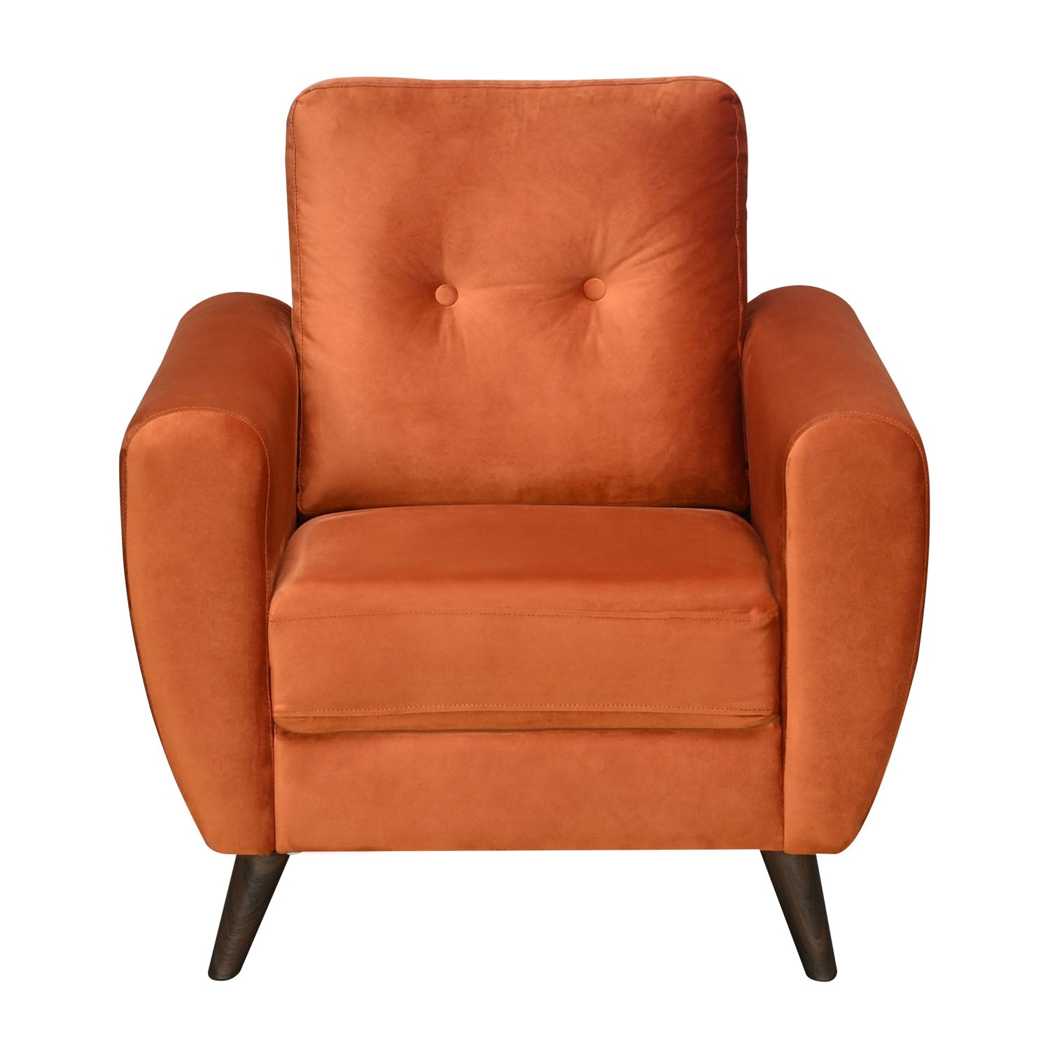 Nilkamal Rockingham Fabric 1 Seater Sofa (Rust Orange)