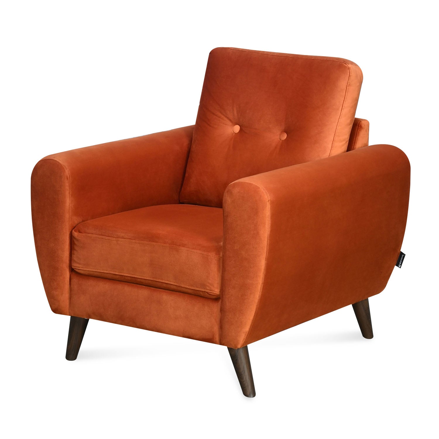 Nilkamal Rockingham Fabric 1 Seater Sofa (Rust Orange)