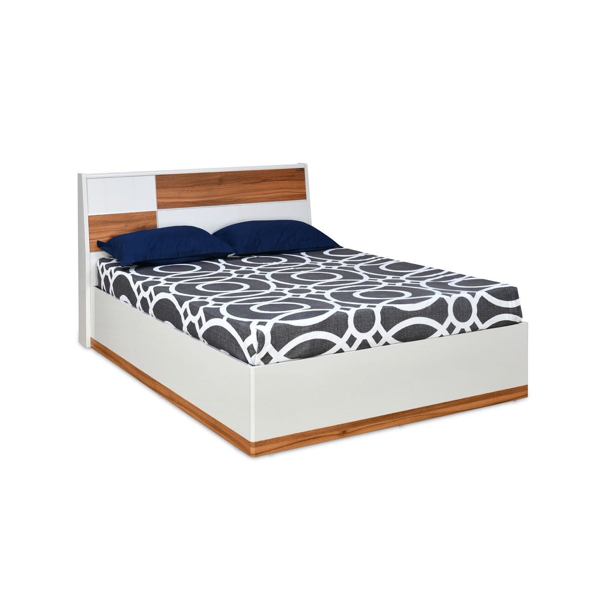 Nilkamal Romano Queen Bed with Hydraulic Storage (HG Cashmere / Teak