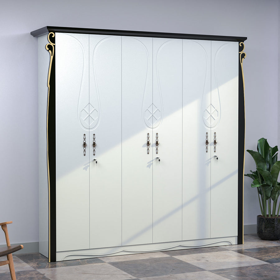 Nilkamal Rolex 6 Door Wardrobe (White)