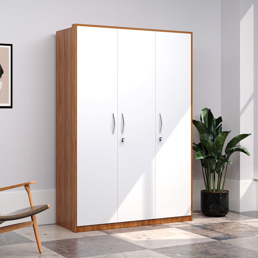 Nilkamal Romano 3 Door Wardrobe (HG Cashmere/Teak)