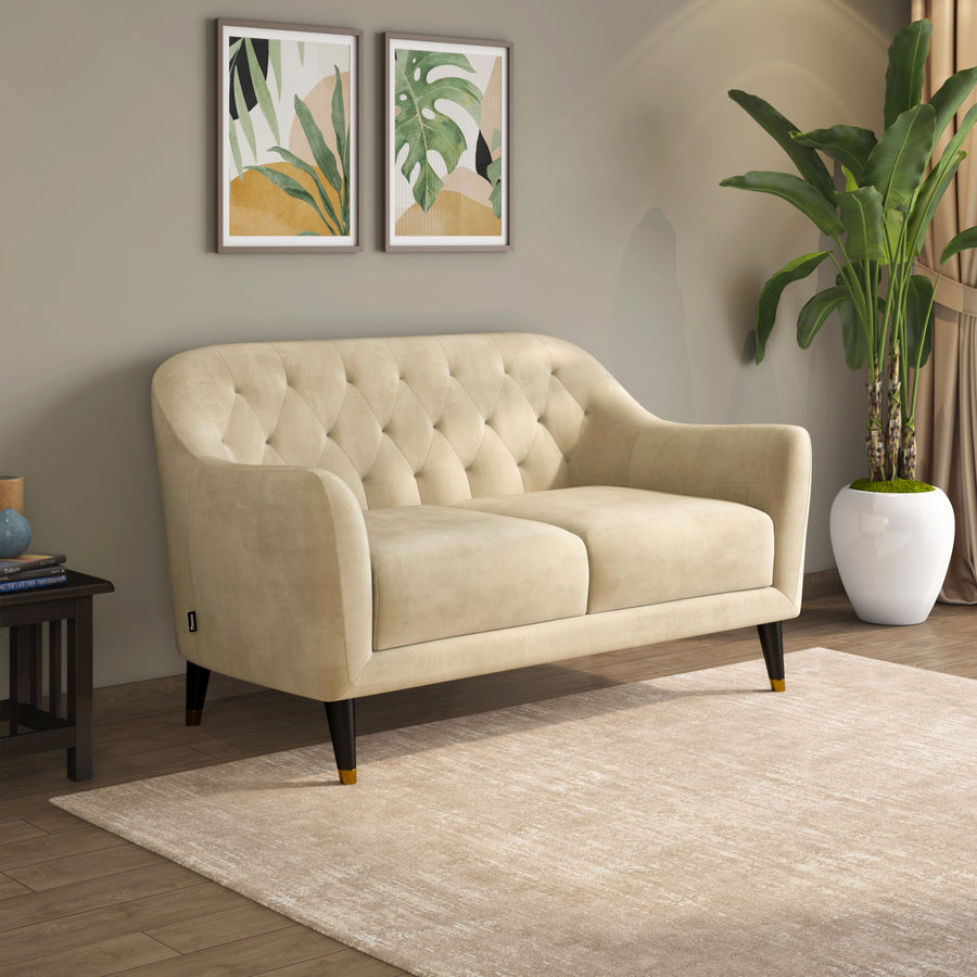 Nilkamal Roslin Fabric 2 Seater Sofa (Beige)