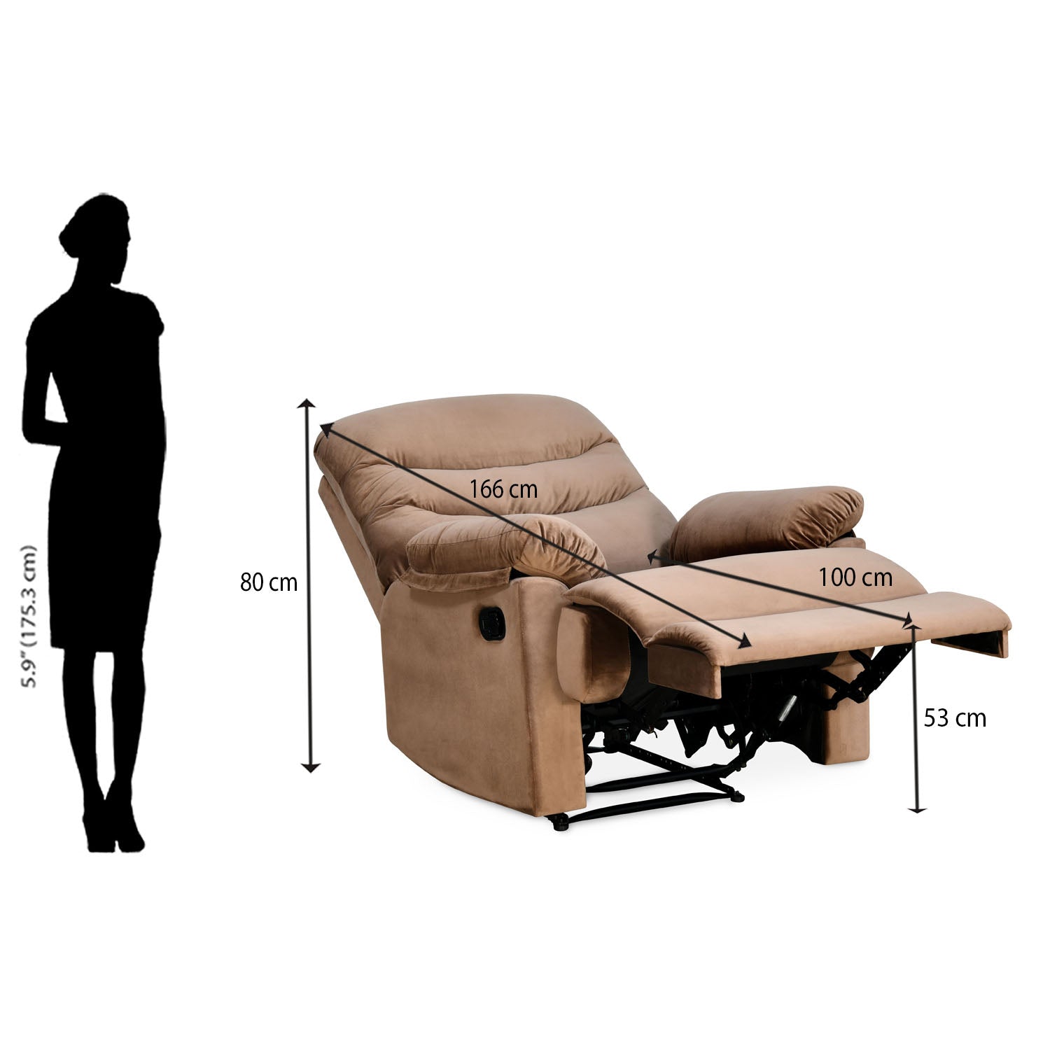 Nilkamal Skelton 1 Seater Manual Recliner Sofa (Brown)