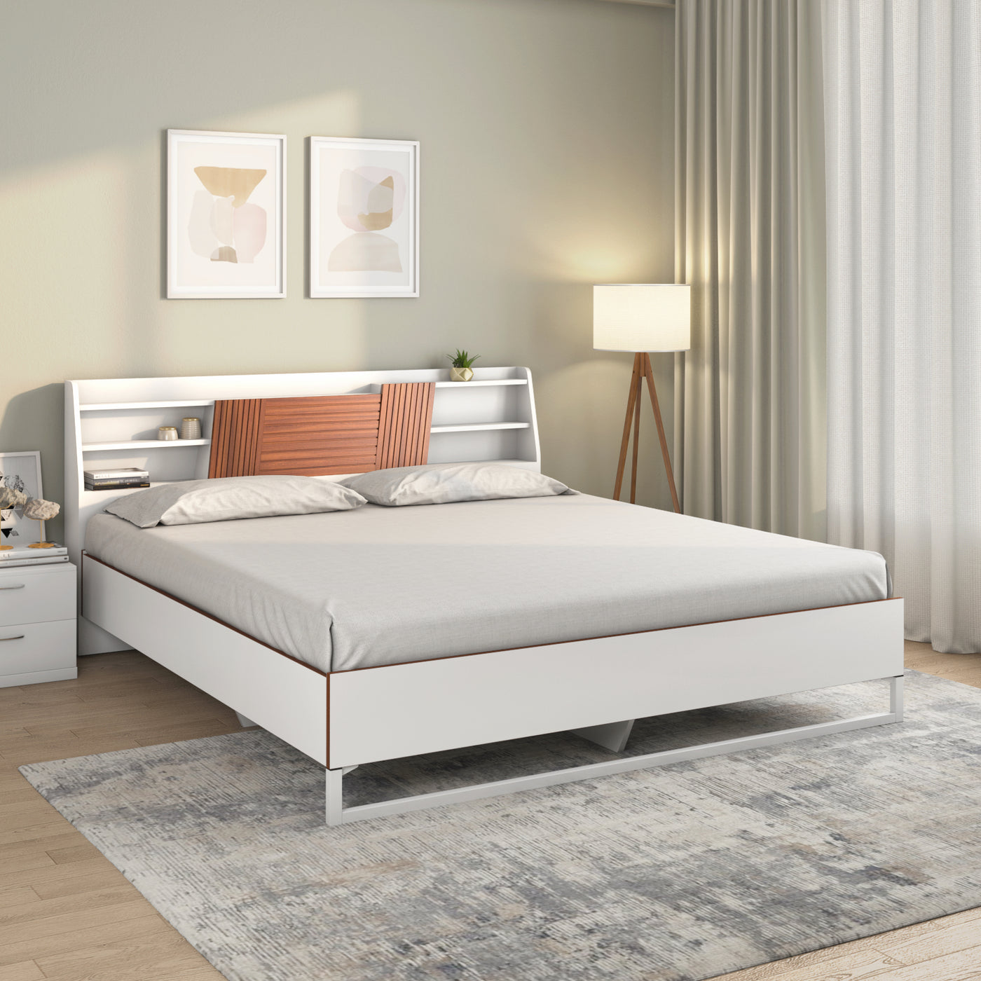 Nilkamal Slew Meta Bed  (White)