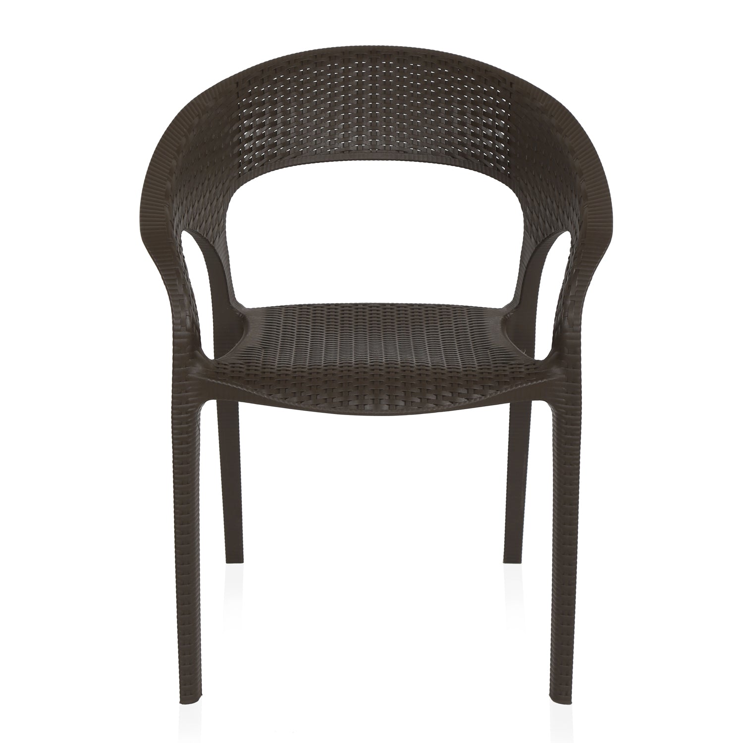 Nilkamal Club Plastic Arm Chair (Season Rust Brown) – Front View