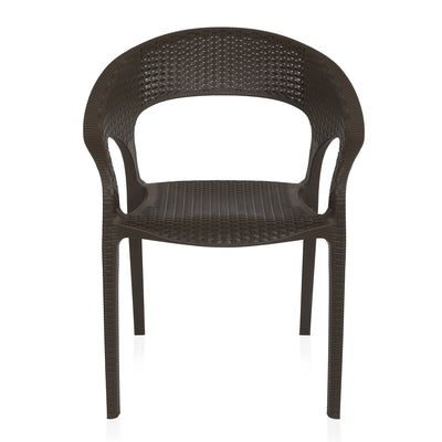 Nilkamal Club Plastic Arm Chair (Season Rust Brown) – Front View