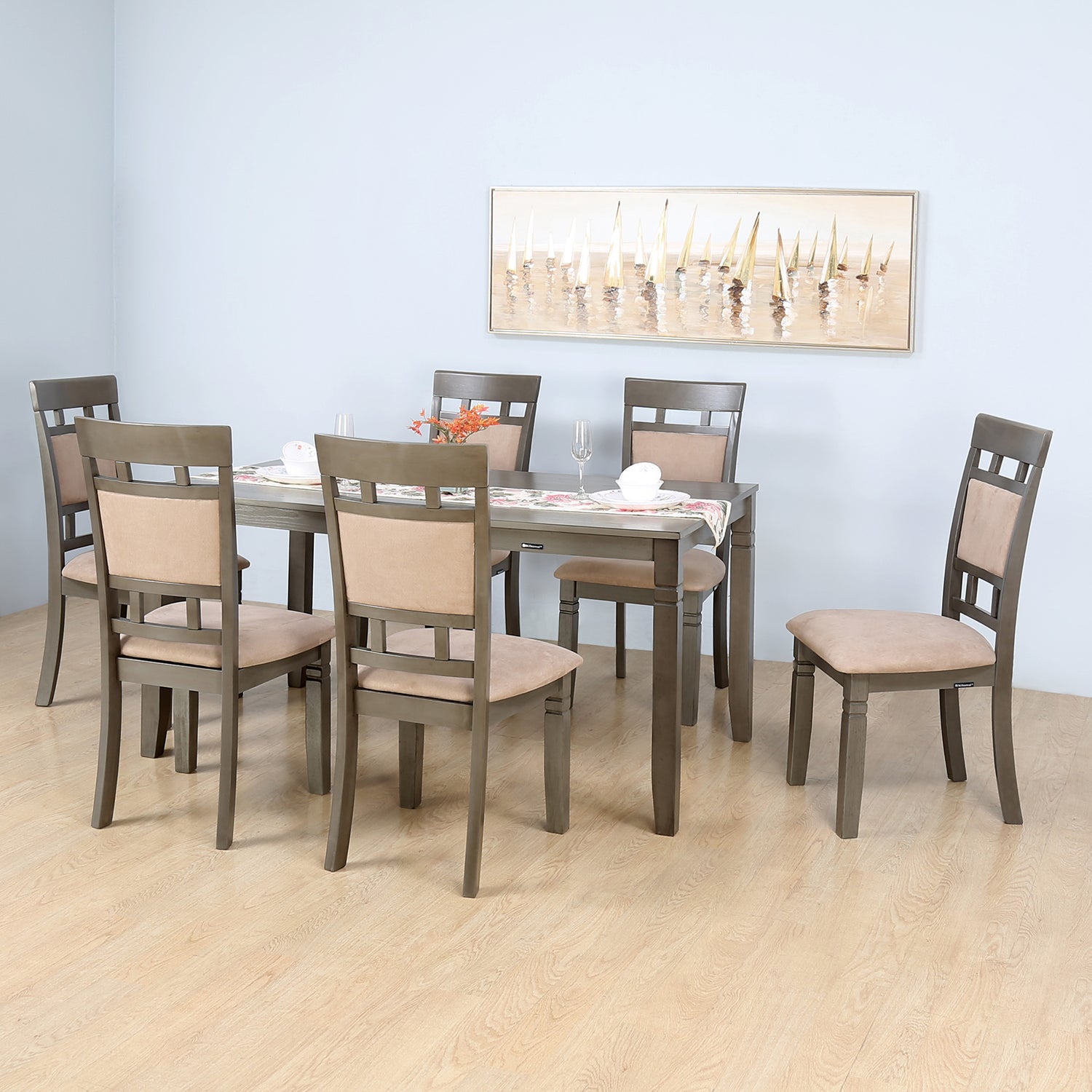 Nilkamal Stanfield 6 Seater Dining Set (Grey)