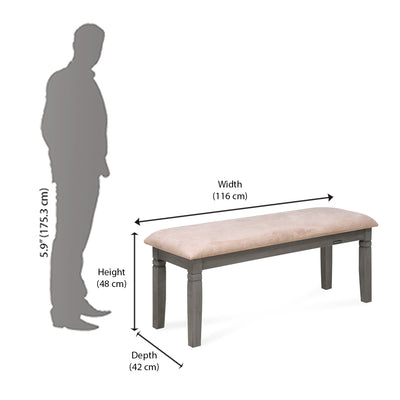 Nilkamal Stanfield 6 Seater Dining Set with Bench (Grey)