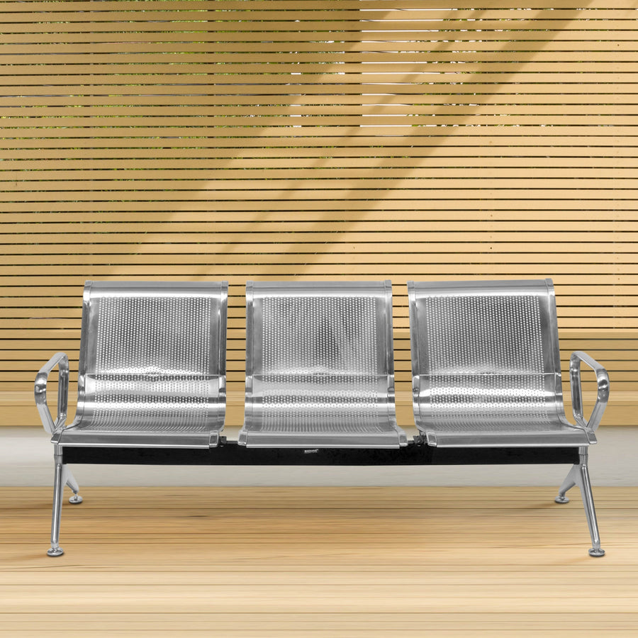 Nilkamal Steelo 3 Seater Bench (Silver)