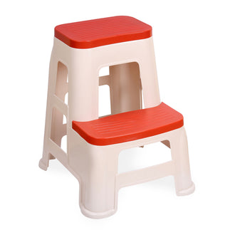 Nilkamal Step Stool 31 (Basket Beach /  Coral Red)