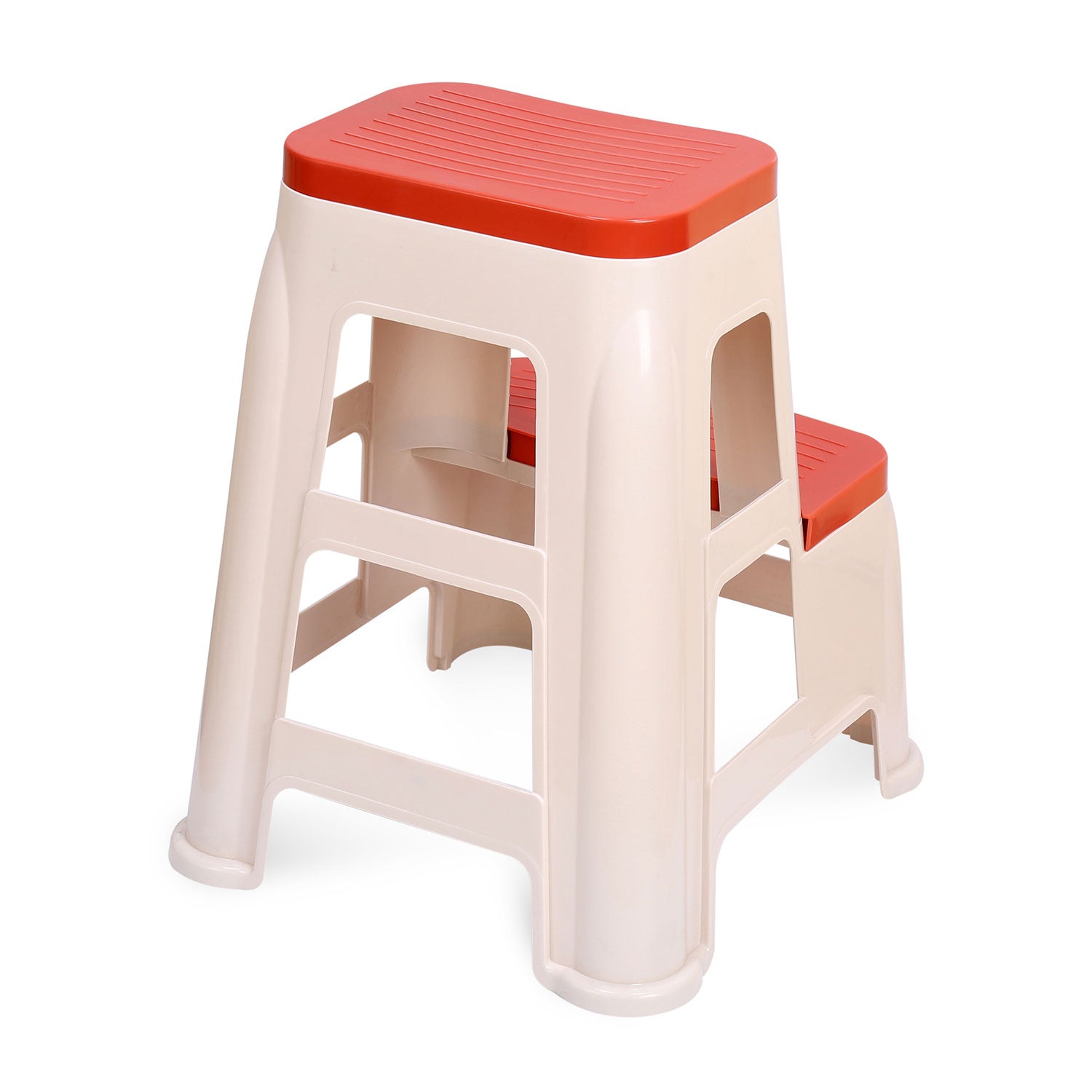 Nilkamal Step Stool 31 (Basket Beach /  Coral Red)