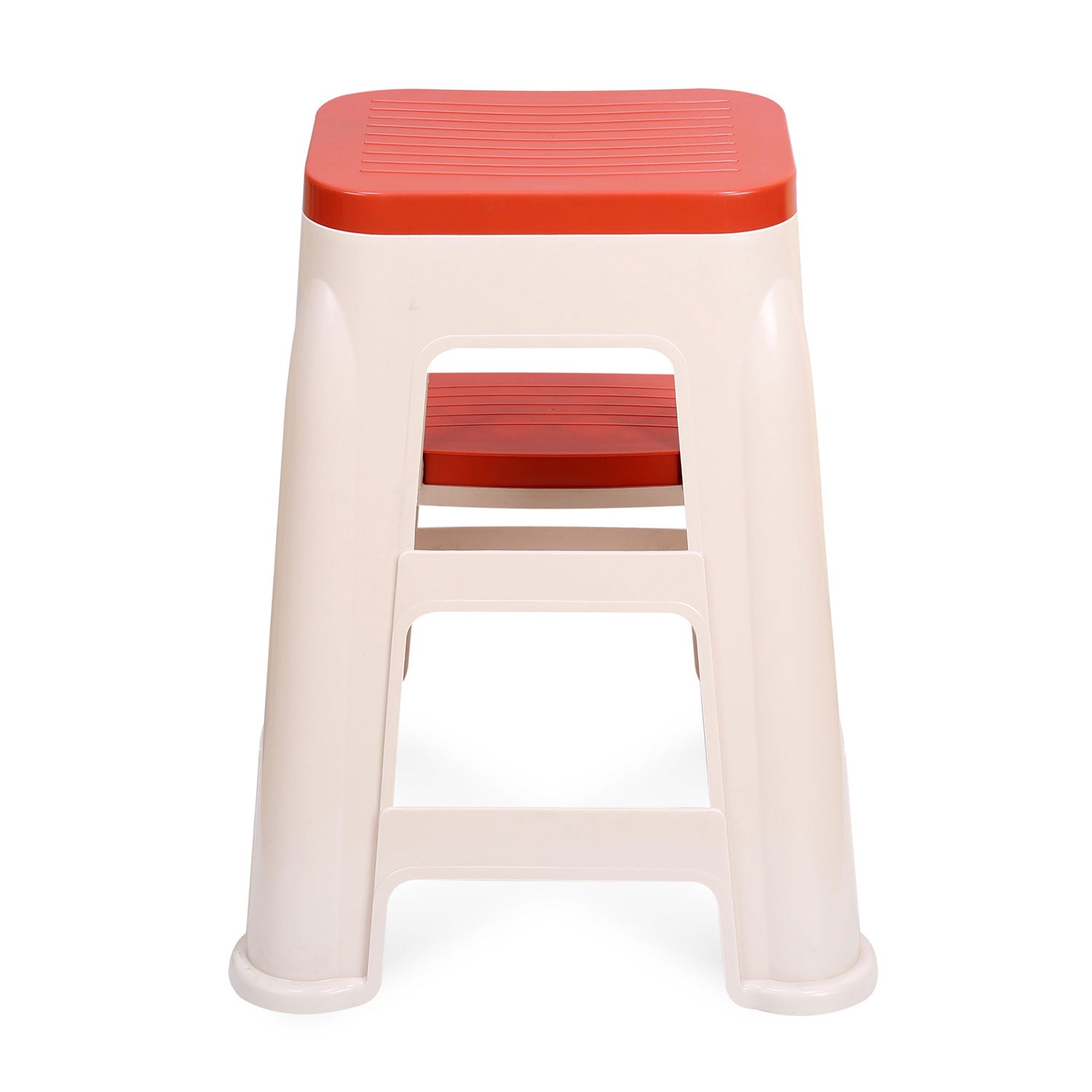 Nilkamal Step Stool 31 (Basket Beach /  Coral Red)