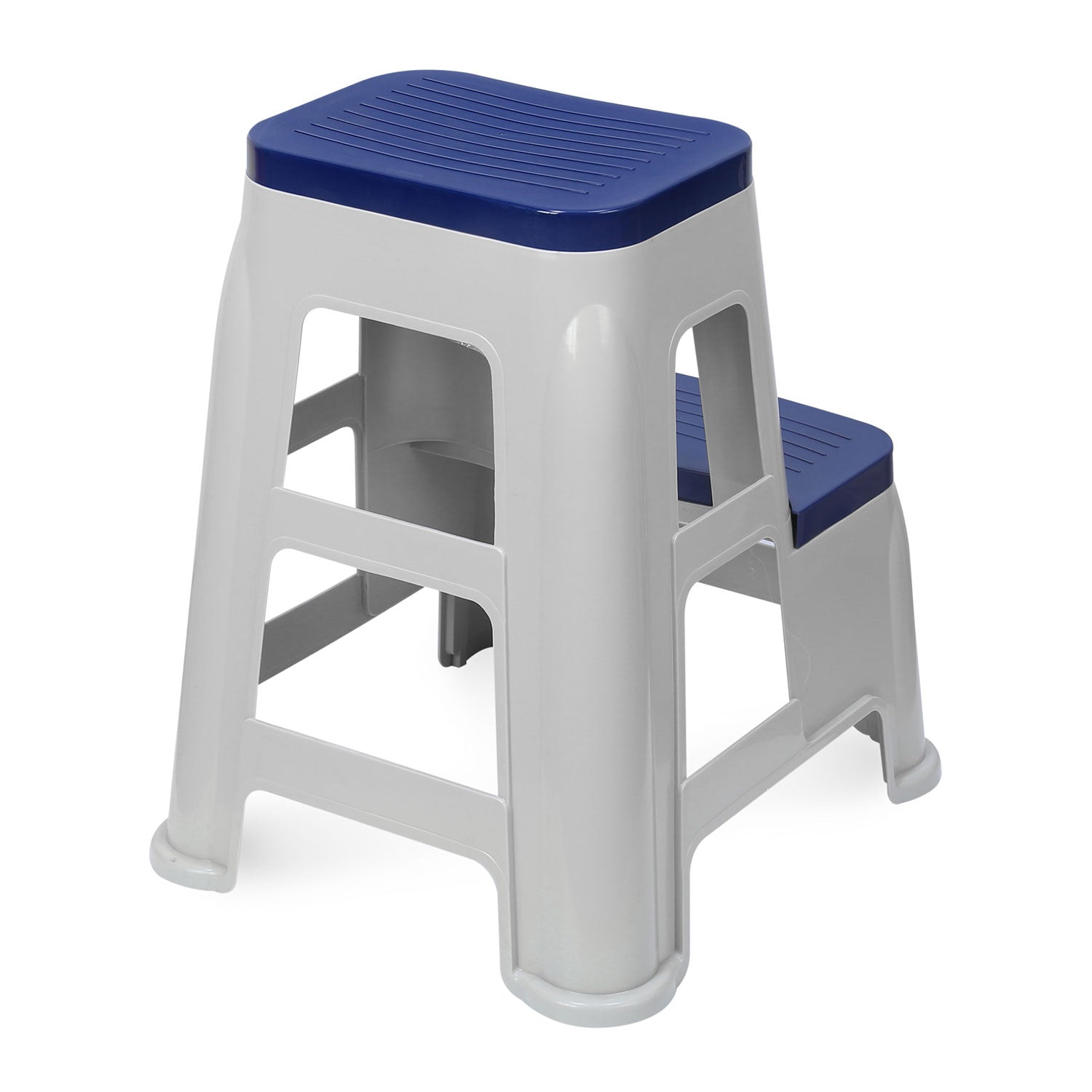 Nilkamal Step Stool 31 (Silk Grey /  Cobalt Blue)