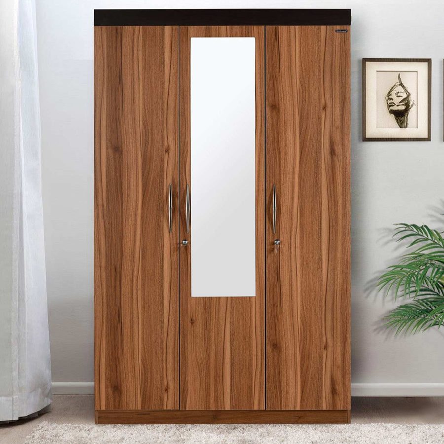 Nilkamal Sweden 3 Door Mirror Wardrobe (Teak)