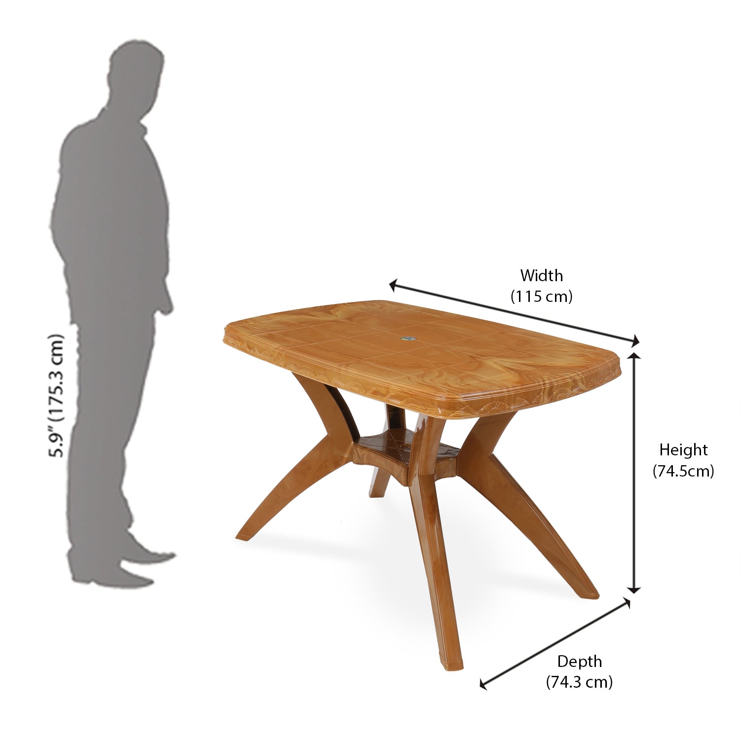 Nilkamal Shahenshah Kross Legged Table (Pear Wood)